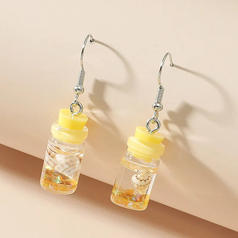 

Креативные Подвесные серьги в виде бутылки для дрифтинга, персонализированные полимерные аксессуары, женское ювелирное изделие ручной работы, серьги-крючки, подарок для нее