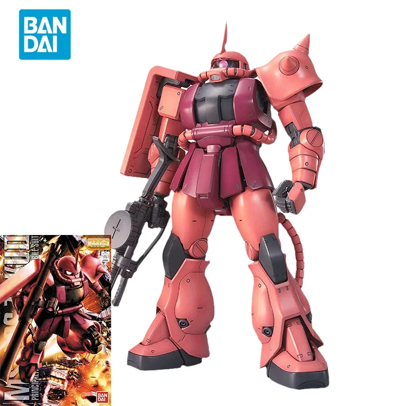 Фото Bandai оригинальная аниме-модель GUNDAM MG 1/100 MS-06S CHAR S ZAKU Ver 2,0, экшн-фигурка в сборе, модель игрушки, подарки для детей №1