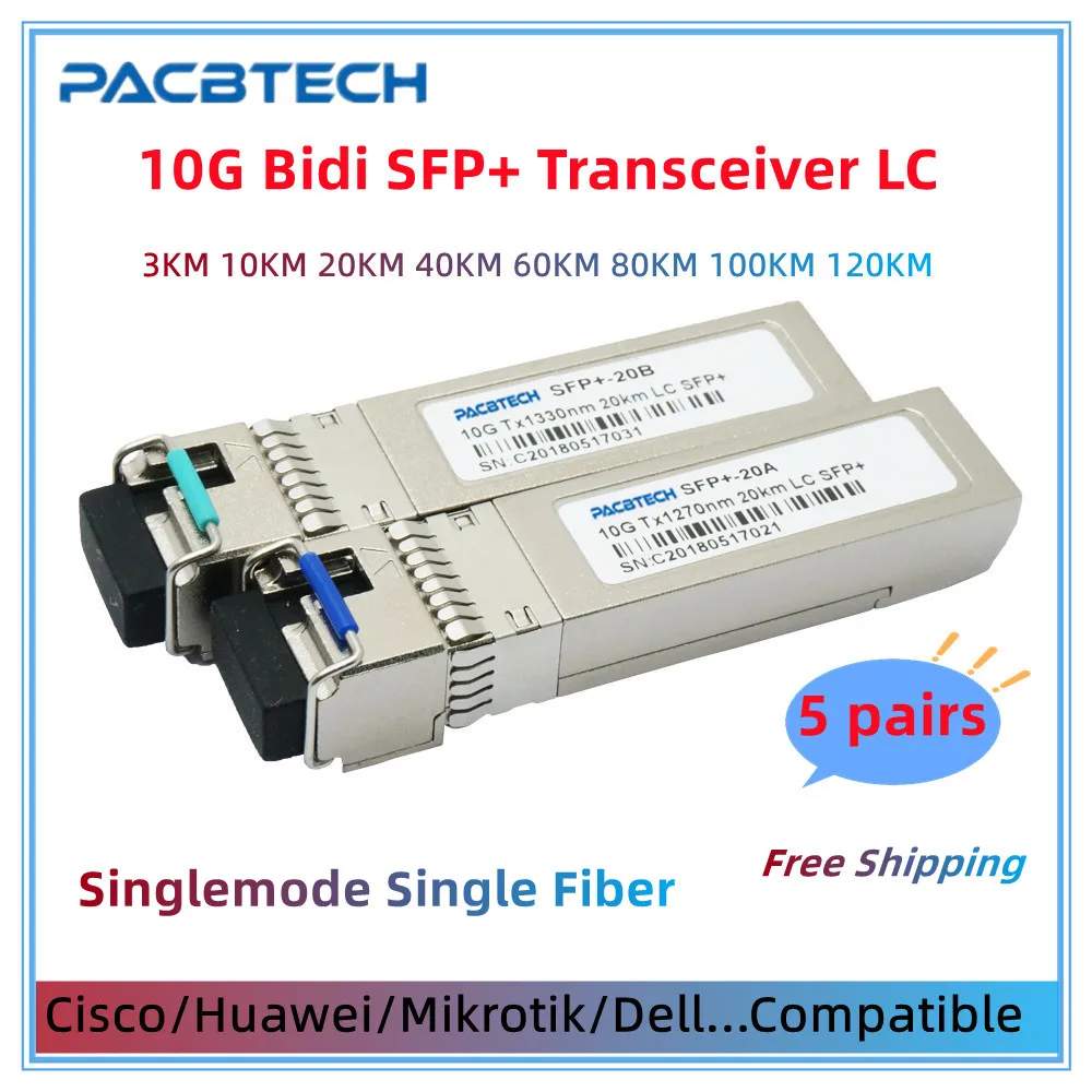 5 пар/Лот 10G SFP + сильная совместимость Mini GBIC 20km/40km/60km/80km WDM BIDI 1270