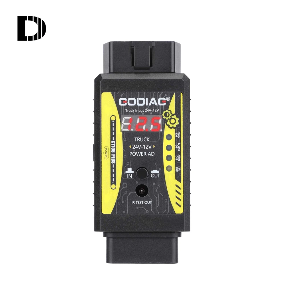 Фото Godiag GT106 + адаптер от 24 В до 12 В, сверхмощный разъем для грузовиков Diagzone X431/Thinkdiag/Xdiag/DBScar HD дизельный кабель GT106 Plus №2