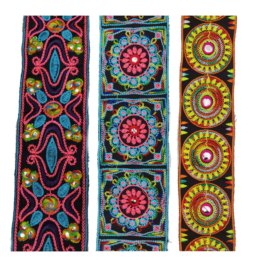 1 ярд разноцветные нитки вышитые блестки тесьма шириной 6/7 5 см блестящая отделка