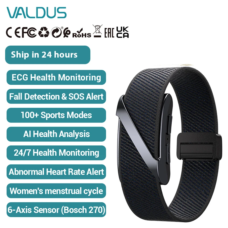 Смарт-часы VALDUS VANTA ECG для мужчин и женщин с функцией SOS, оповещением о падении, фитнес-трекером, монитором сердечного ритма, давления и сна, новый браслет 2026 года (art.: 3920dbc355d97) - 3920dbc355d97