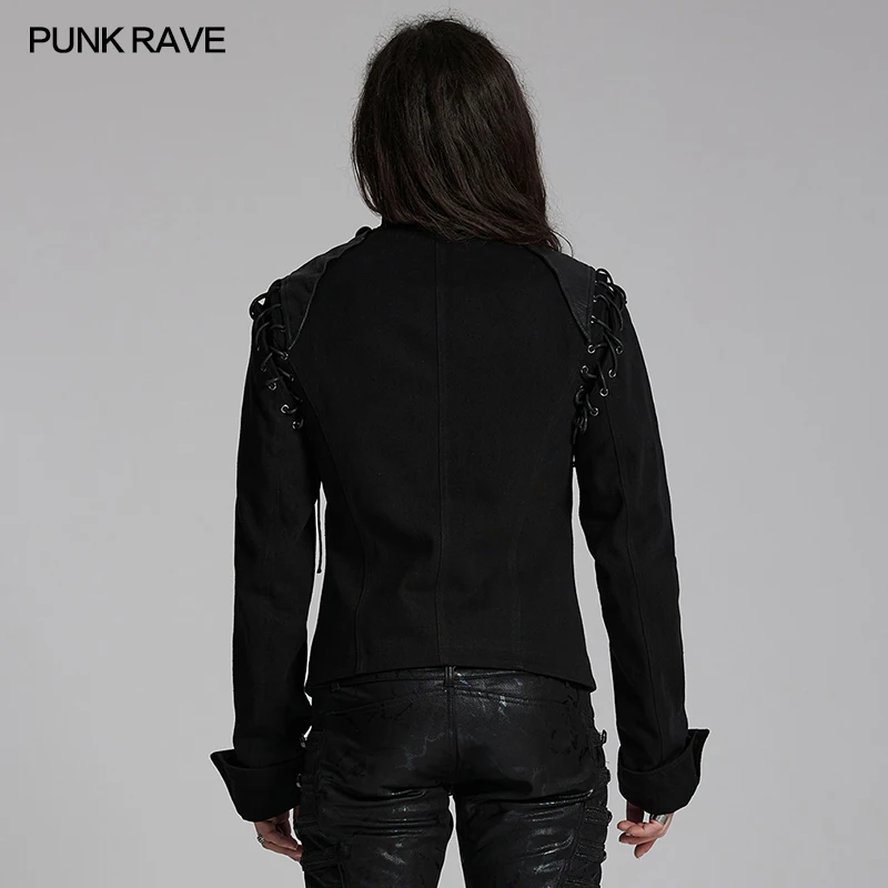 PUNK RAVE Мужская тканая саржевая куртка в стиле панк милитари с винтажными