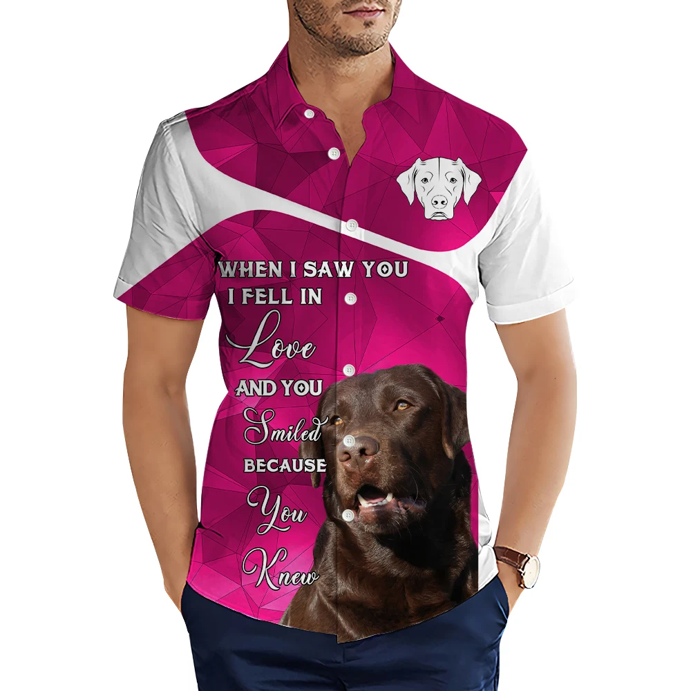 

Модные мужские рубашки HX с животным лабрадором, коричневая Повседневная рубашка с 3D принтом, летние пляжные рубашки с короткими рукавами для мужчин, одежда