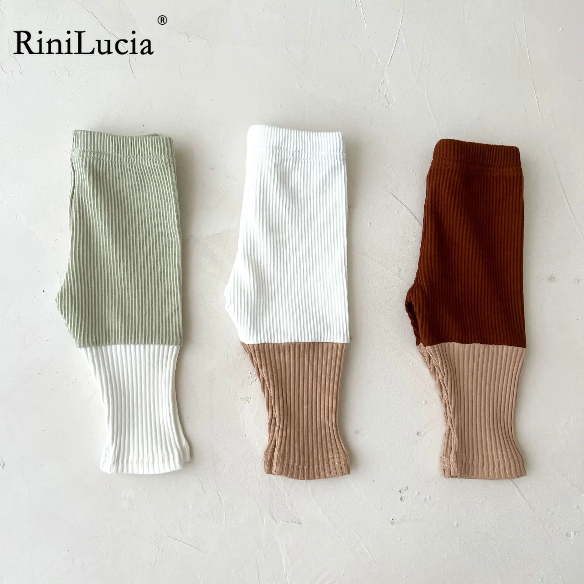 

RiniLucia Autumn Baby Ribbed Pants 2022 Infant Leggings Boy Elasticity Pp Pants Toddler Girl Casual Pants Children Trousers