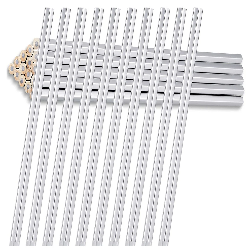 

24 Pack Silver Welders Pencil Metallic Silver Marking Pencil Water Soluble Colored Pencils for Construction Metal Work