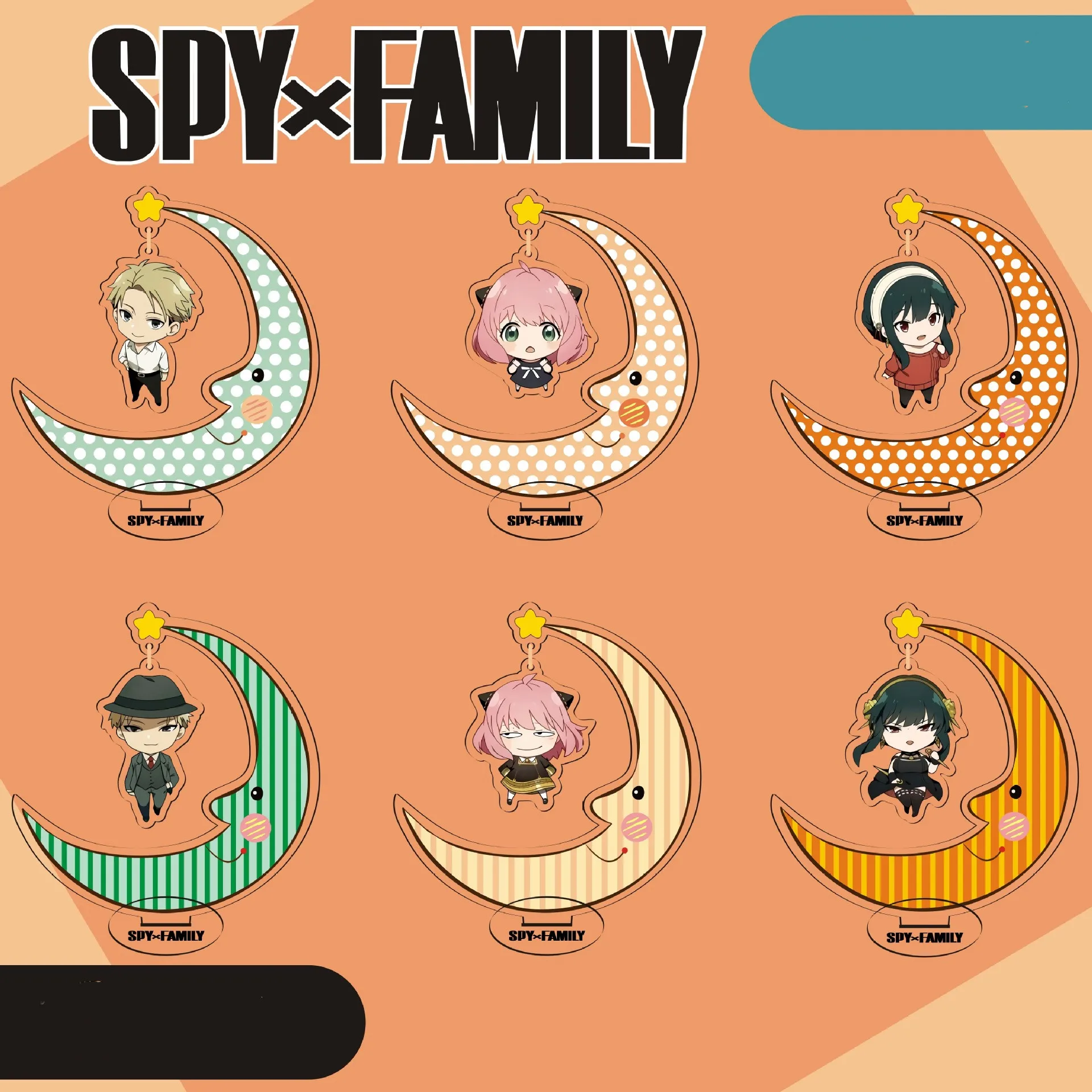 

Anime SPY×FAMILY Acrylic Stand Model Doll Loid Forger Anya Yor Forger Moon Shape Action Figure Desktop Model Decor Toy 10cm Gift