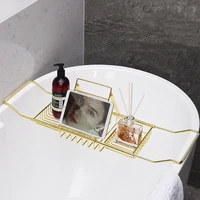 adjustable stainless steel bathroom baskets organizer bathtub rack caddy tray
