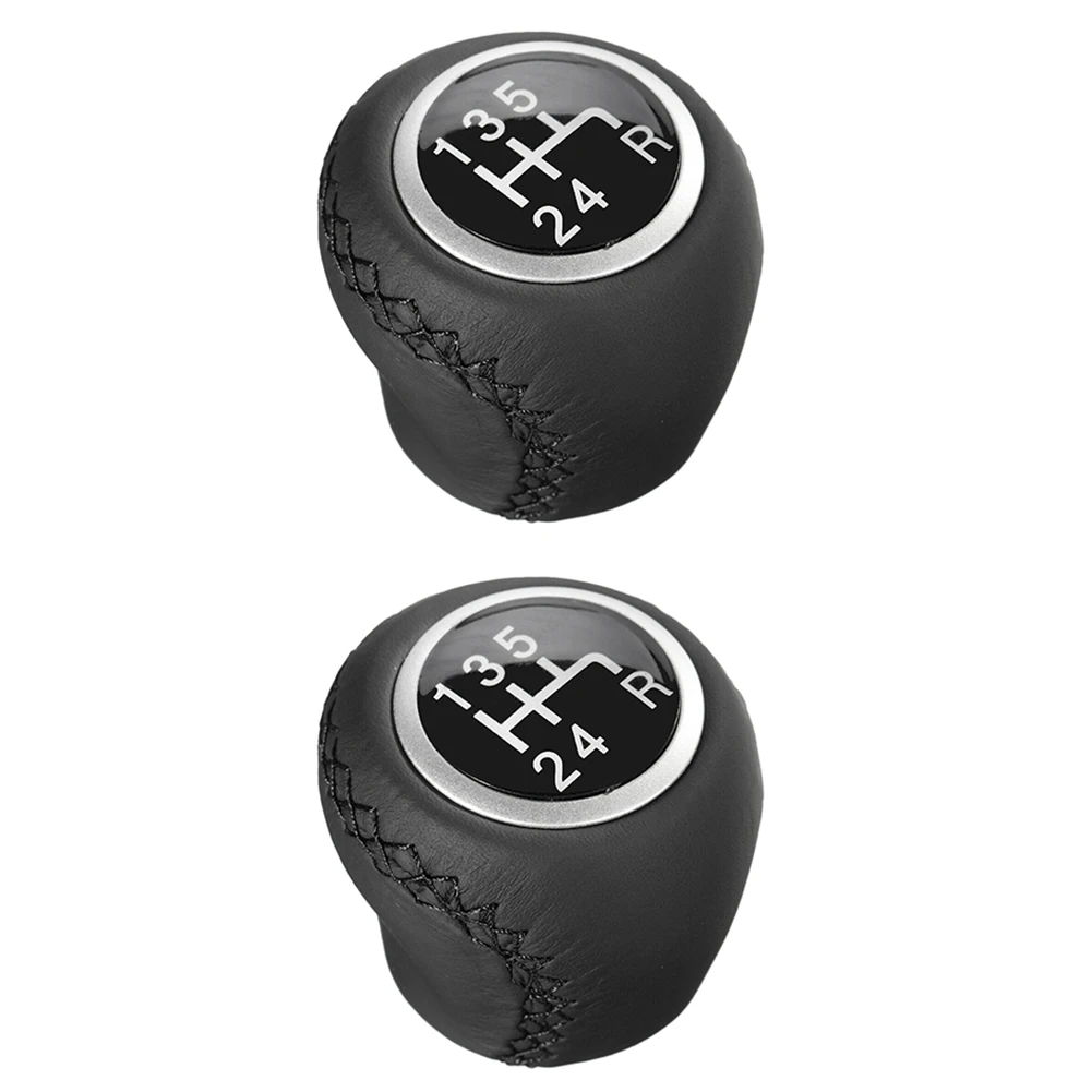 

2X 5 Speed Leather Gear Shift Knob for Fiat Grande Punto 2006-12