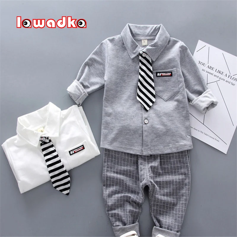 

Lawadka Spring Autumn Baby Boy Clothes Sets Long Sleeve Tie T-Shirt +Pants 2Pcs Outfits Cotton Sport Suit For Boy Clothes 2022