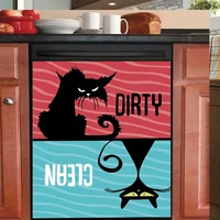 homega dirty clean dishwasher magnet kitchen decorcute cat dishwasher coverwaterproof fridge door magnetic refrigerator panel