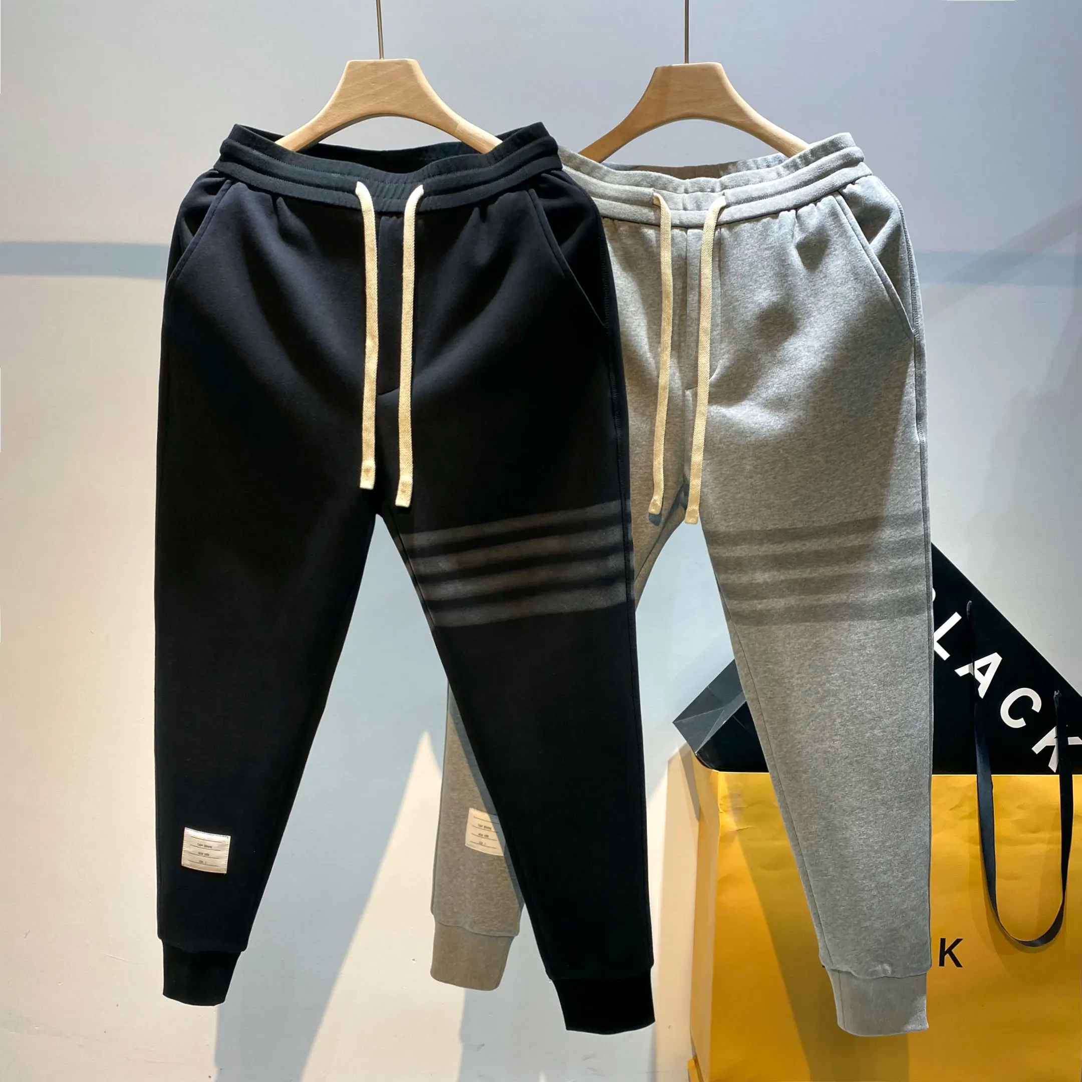 American retro sports pants sweatpants men's spring casual leggings drawstring four bars tb tide brand same pants women