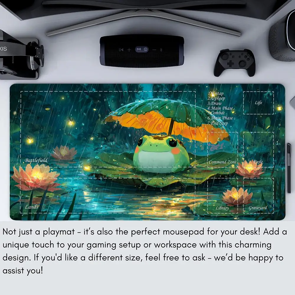 Игровой коврик Lotus Pond and Frog MTG для карточных игр Magic: The Gathering с прошитыми краями, нескользящий, прочный, настольный коврик для настольных игр TCG (art.: 3920da7bf9fa1) - 3920da7bf9fa1