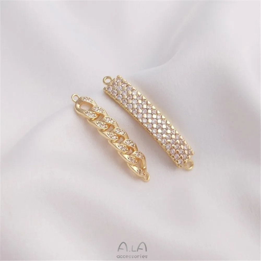 

Real 14K Gold Plating Zircon chain double hanging long row double hanging pendant DIY bracelet necklace accessories