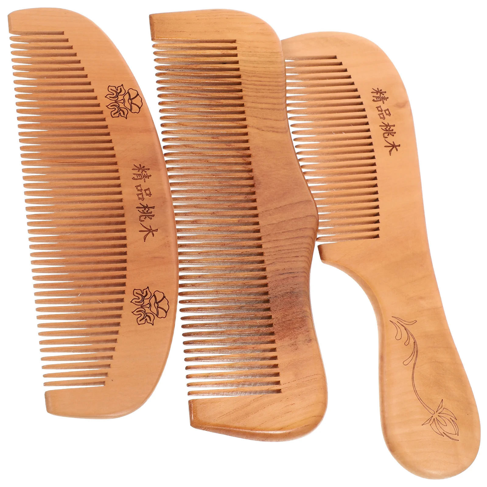 

Comb Wood Wooden Hair Tooth Wide Peach Natural Combs Anti Static Pocket Detangling Men Sandalwood Handle Carved Dressy Fine
