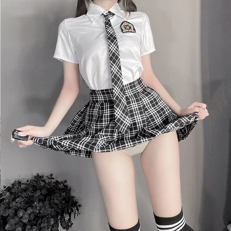 

Japanese Student School Uniform White Top Pleated Skirt JK College Style Uniform Cosplay Temptation Suit Adult Erotic Uniform