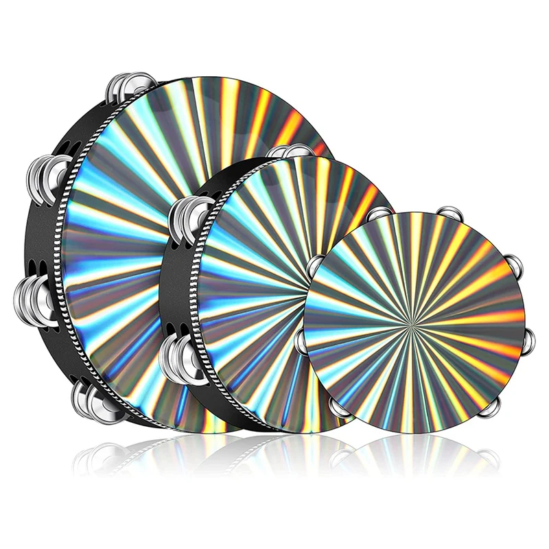

6/8/10 Inch Radiant Double Row Tambourines Musical Instrument Hand Drum Percussion Musical Instrument For Church Party