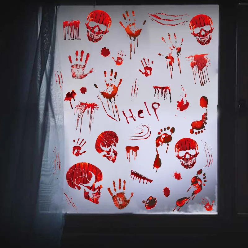Наклейки на стену в виде кровавого черепа Хэллоуин
