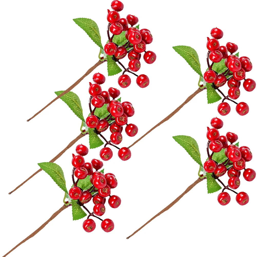 

Berry Red Christmas Stems Branches Picks Holly Artificial Pine Treewith Faux Winter Holiday Leaf Berries Branch Mini Pick Twig