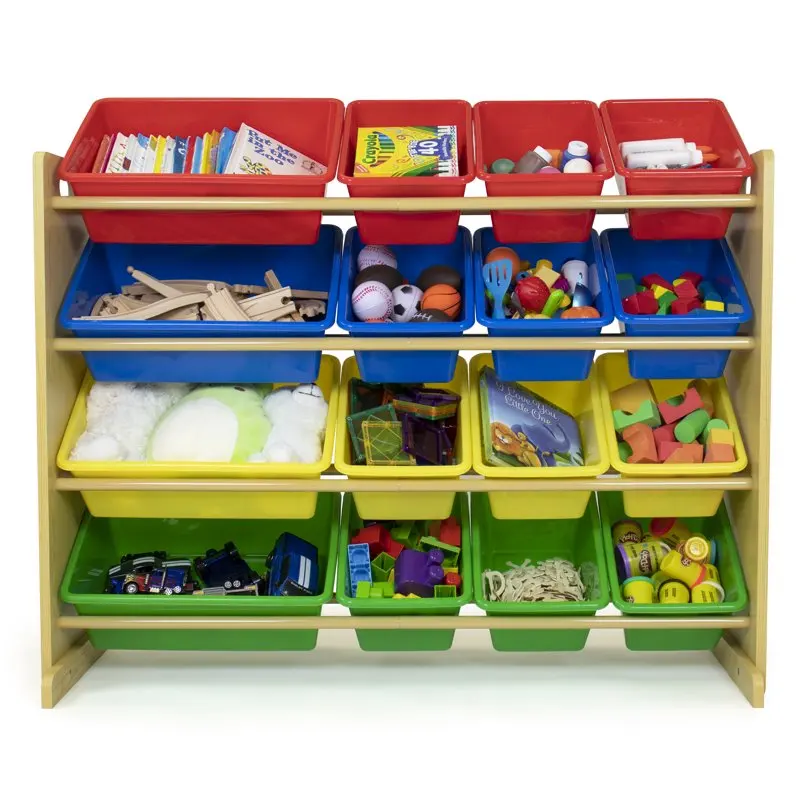 

Super Sized Toy Storage Organizer with 16 Storage Bins, Primary/Natural