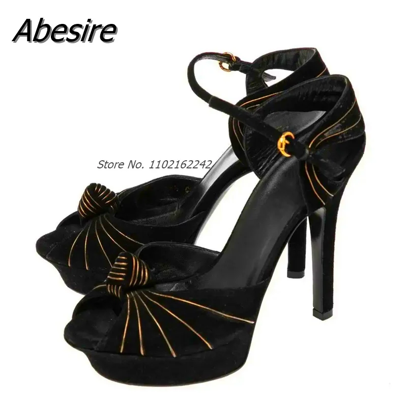 Black Platform Open Toe High Heel New Designer Brand Platform Open Toe Buckle Strap High Heels For Women Summer Sexy Ladies