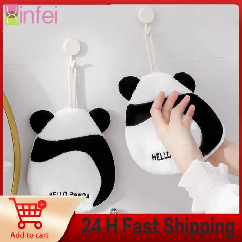 Rag Wipe Panda Shape Hanging Wipe A Towel Cartoon Children Microfiber Soft Plush Fabric Kitchen Dishcloth