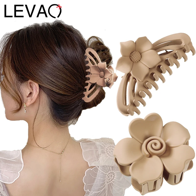 LEVAO корейский модный матовый зажим для волос с большими цветами заколка Краб