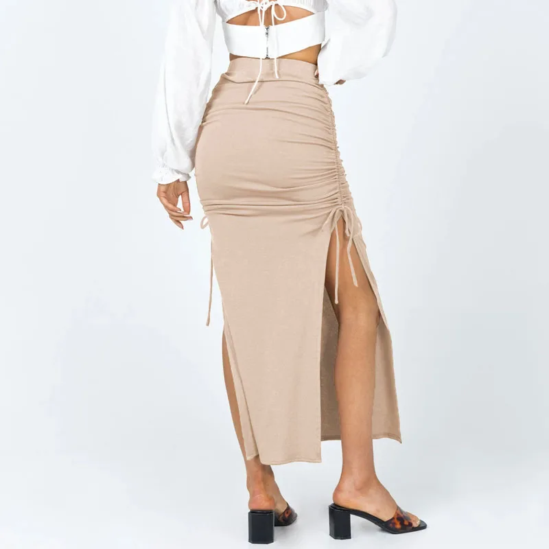 

Women's Sexy Split High Waist Drawstring Ruched Skirts