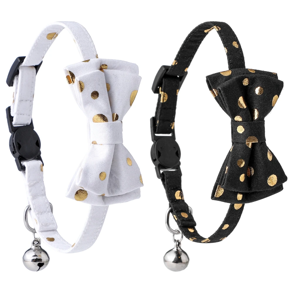 

Cat Collar Birthday Party Wedding Spot Safety Buckle Breakaway with Cute Bow Tie and Bell Accessory for Kitten Adjustable Pets