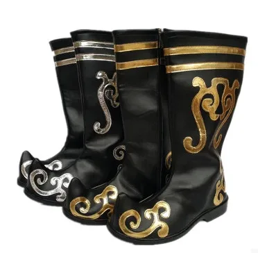 

black mongolia boots chinese national boots mongolia dance boots ancient chinese boots festival shoes ancient dynasty shoes