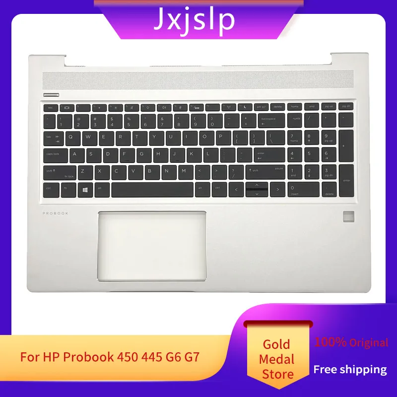 

Jxjsip, новый ноутбук, планшетофон для HP Probook 450 455 G6 450 G7, задняя крышка с ЖК-дисплеем, подставка для рук, с английской клавиатурой, серебристая планшетофон