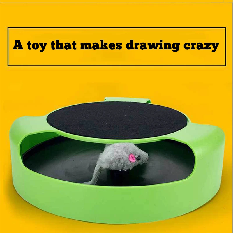 

New Electric Pet Toy Cat Scratching Board Shadowless Mouse Toys Interactive Amusement Turntable For Dogs Catching Hidden Mice