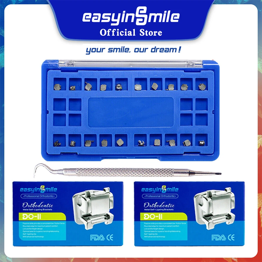 

2Packs Easyinsmile Dental Material for Orhto Mini Bracket Metal Braces Self Ligating Roth / MBT 345 022 High Quality