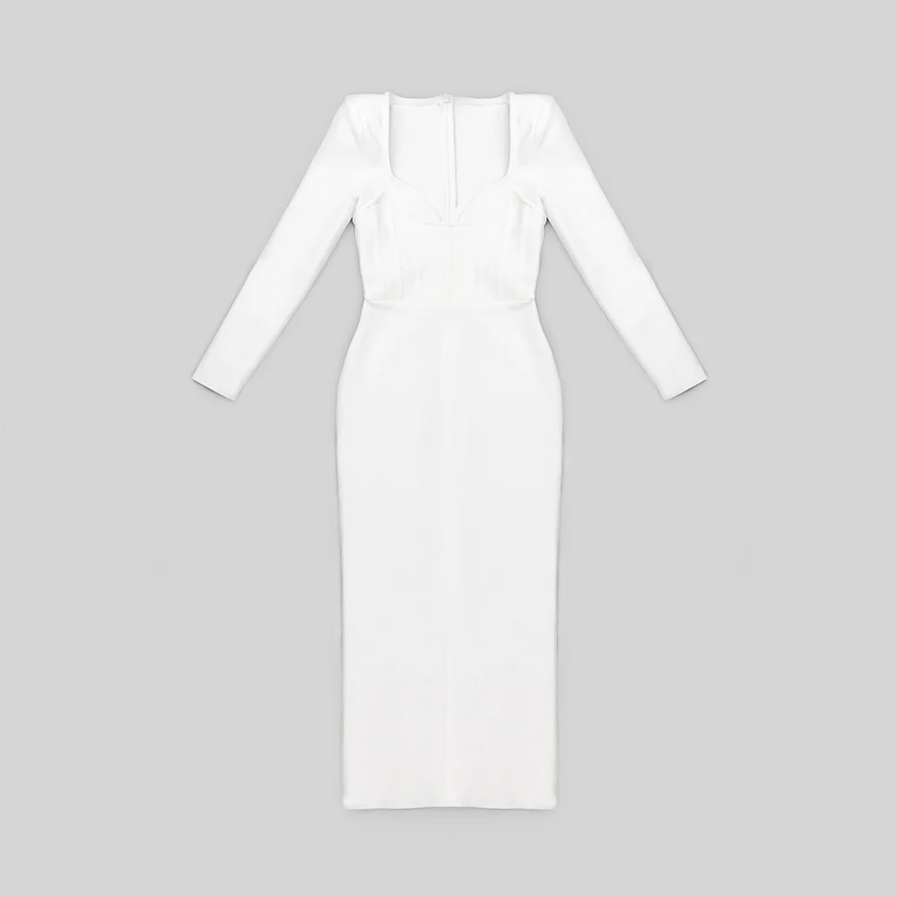 

fashion The latest Autumn and Winter 2023 Women's V-Neck High Shoulder Fishbone Strap Long Dress Elegant