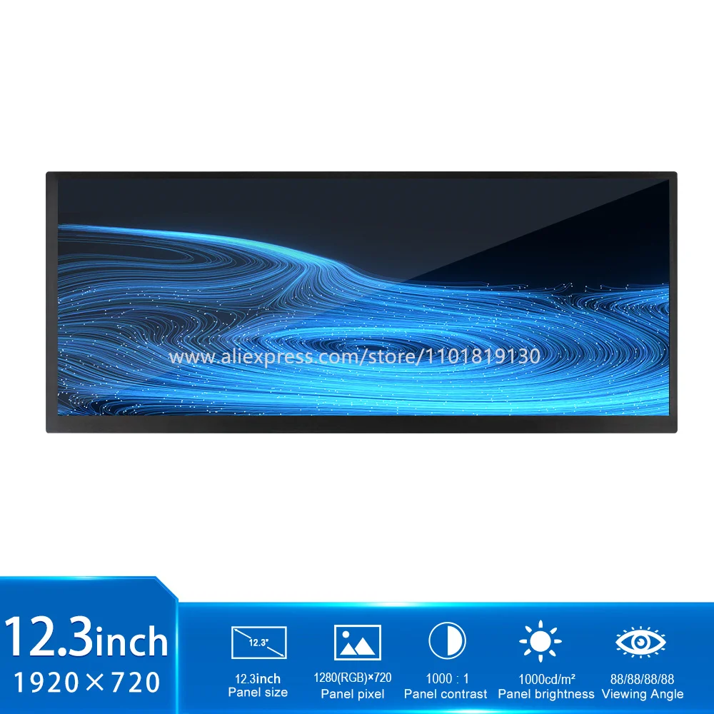 

Original 12.3 Inch LVDS LCD Screen AV123Z7M-N12 Resolution 1920*720 Sub Display Supermarket Shelf Screen Display Contrast 1000:1