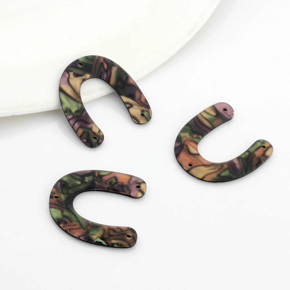 

Resin Imitation Abalone Shell Geometric U Shape Charms Connector 6pcs/lot For DIY Earrings Jewelry Making Accessories Findings