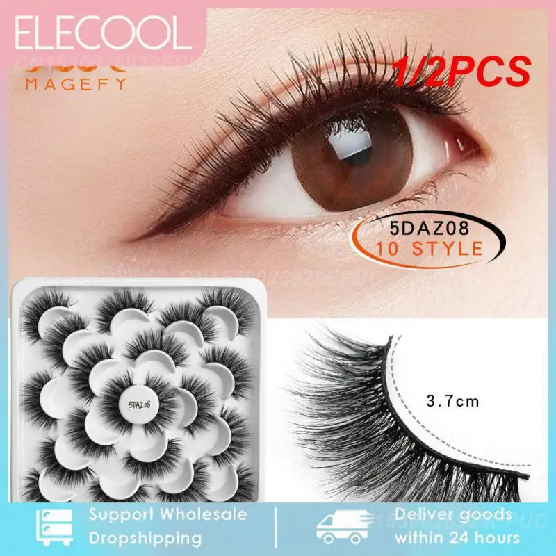 

1/2PCS DD Curl LashesRussian False Eyelashes 3D Mink Eyelashes Reusable Fluffy False Lashes eyelashes extensions