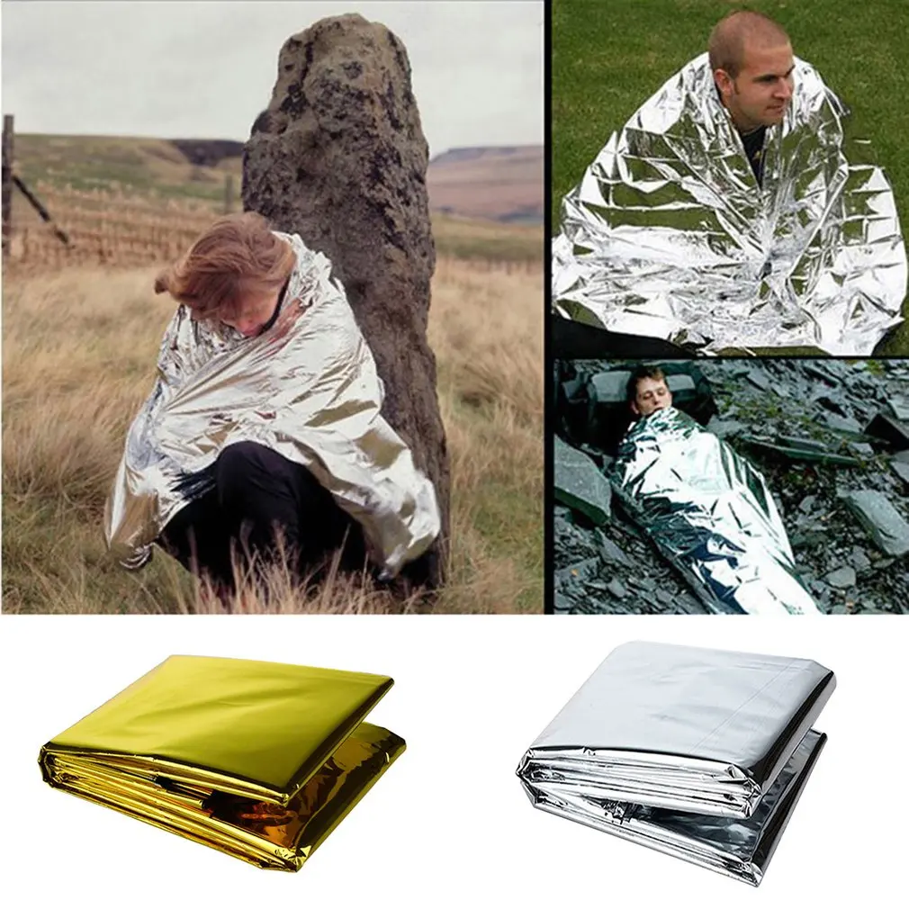Emergency Blanket Outdoor Survive First Aid Military Rescue Kit Windproof Waterproof Foil Thermal for Camping Hiking | Спорт и