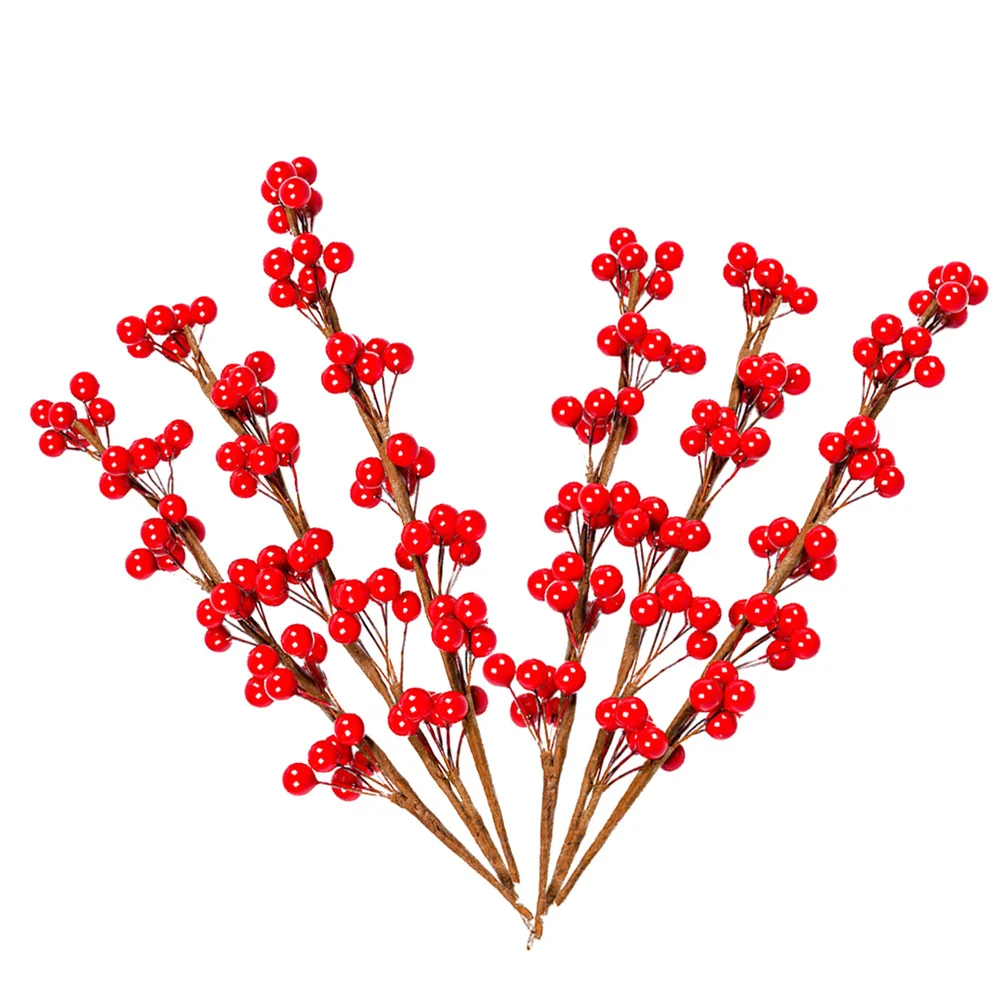 

Berry Artificial Christmas Fruit Berries Branch Decorativeflower Holly Decor Stems Tree Ornament Fireplace Decorationred Stem