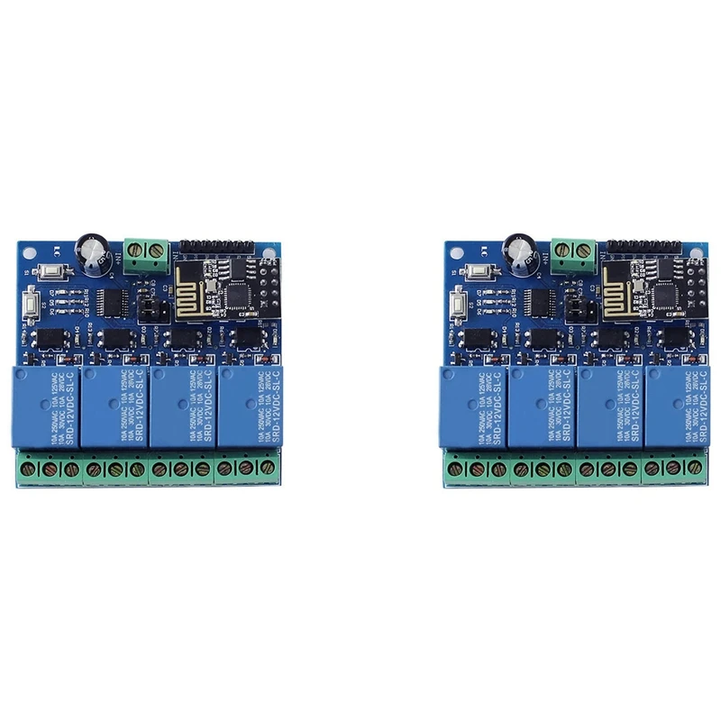 

2X ESP8266 DC 12V 4 Channel Relay Board ESP-01 WIFI Module For Smart Home 4 Channel WIFI Relay Module