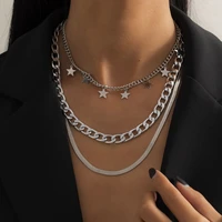 3 pcsset multi layer punk choker necklace snake bone chain star pendant necklace women girls party collar jewelry hip hop gift