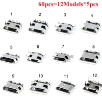 5pin smt smd socket connector micro usb type b female placement 12models smd dip socket connector