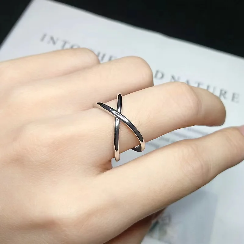 

Simple Fashion Lucky Infinity Cross Ring Stainless Steel Open Silver Ring High Jewelry Women's Party Birthday Gift