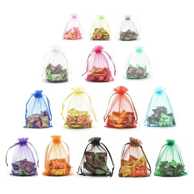 

50Pcs Christmas Gifts Jewelry Bags Drawstring Jewelry Packing For Home Wedding Party Cake Chocolates Candy Box Packaging Storage