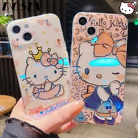 sanrio hello kitty laser case for iphone 13 pro max 12 11 phone case 7 8 plus x xr xs max case luxury cover women girls y2k cute