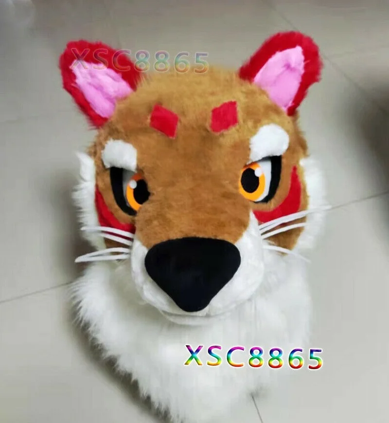 Long Fur Husky Dog Fox Mascot Head Party Halloween Cosplay Cartoon Animal Headgear |