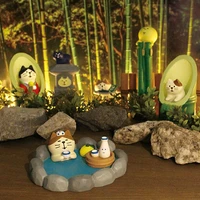 japanese style and wind and moon see mid autumn series bamboo soup hot spring open air bath sake cat tide play resin small decor