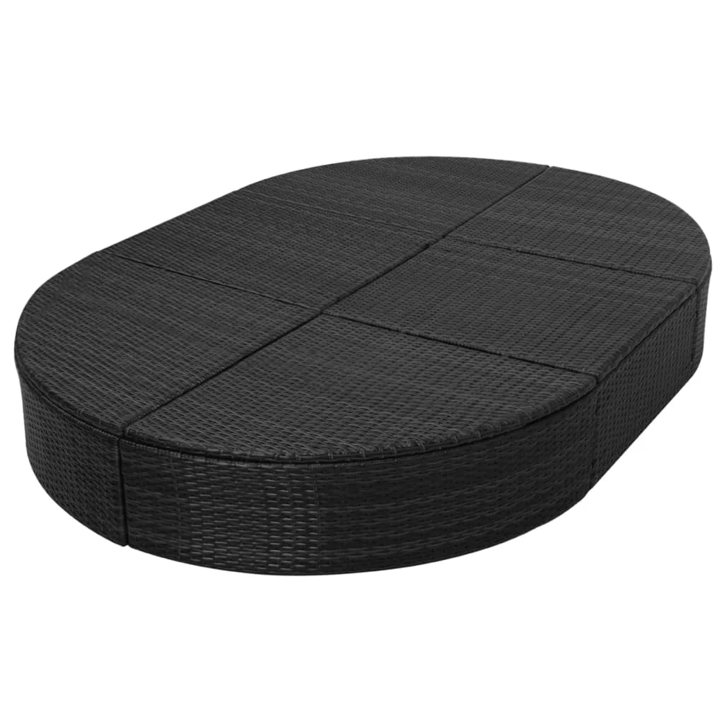 

Outdoor Patio Garden Sun Lounger Bed Lounge Chairs for Pool Outside Home Deck with Cushion Poly Rattan Black