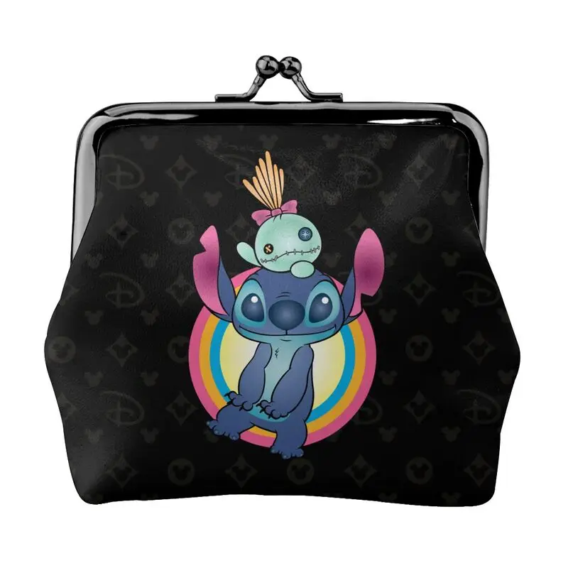 

Disney Brand Bag New Woman Cartoon Print Leather Kiss Lock Coin Purse Design Short Wallet High Quality Girl Clutch Card Holder