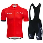 Новинка 2022, красная велосипедная команда Strava, с коротким рукавом, Мужская велосипедная майка, Джерси, летние дышащие комплекты одежды для велоспорта